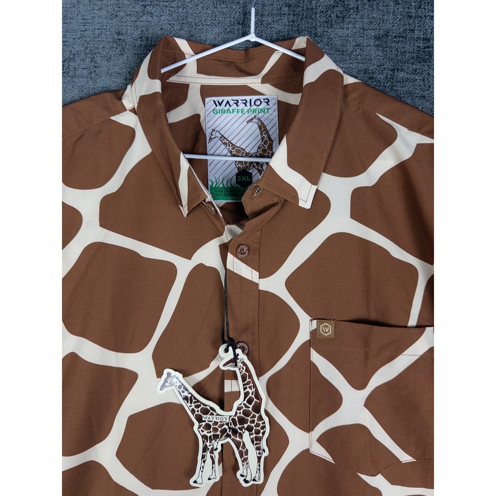 NEW Warrior Party Shirt Mens‎ 2XL Giraffe Print Safari Vacations Resort